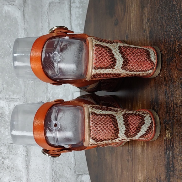 Andre` Assous Snake Embossed Leather Platform Wedge Sandals - Picture 5 of 10